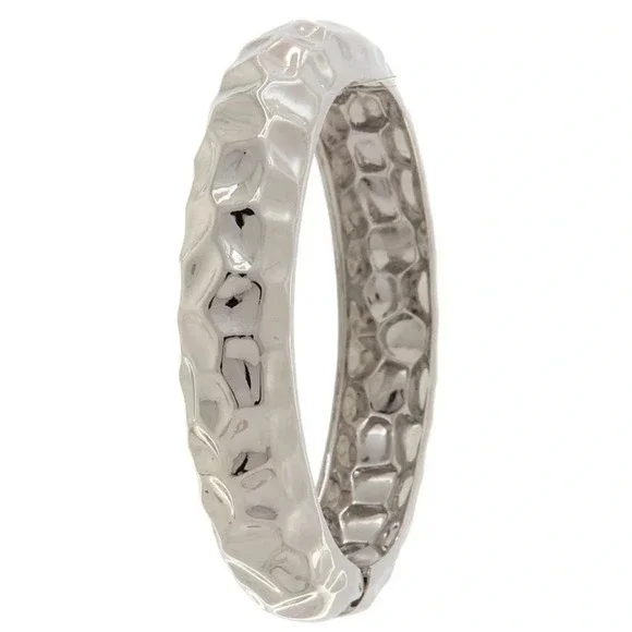 ROSE GOLD or SILVER HAMMERED CUFF BRACELET - Picture 2 of 3